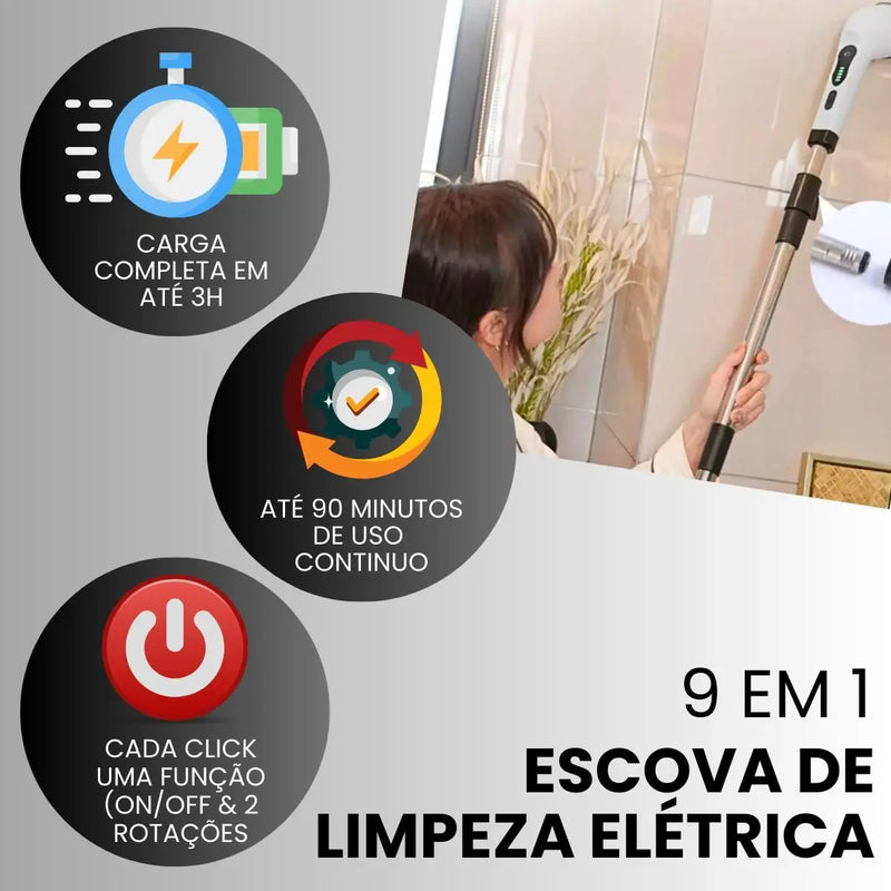 Escova de limpeza elétrica, Purificador elétrico, Ferramentas De Limpeza De Sala, Cozinha E Banheiro Gadgets, 9 em 1