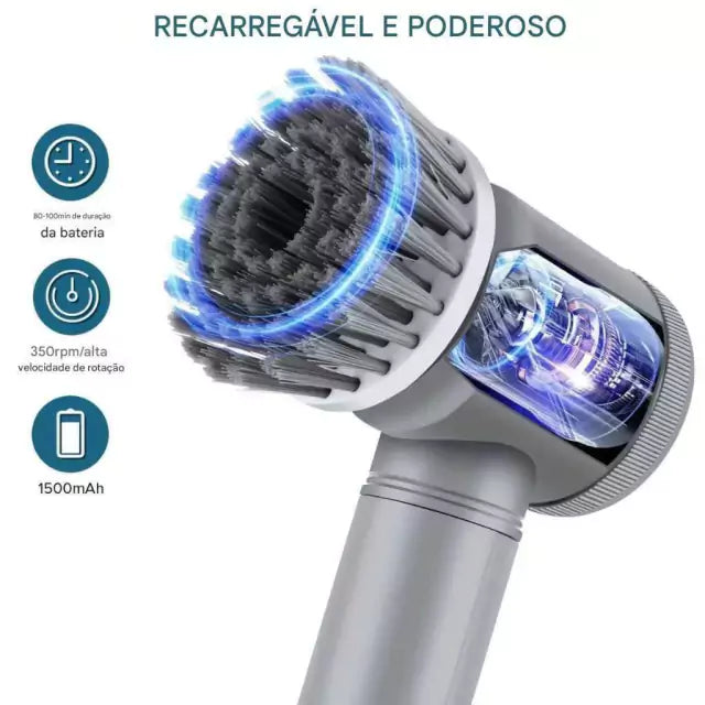 Escova Elétrica Sem Fio Spin Scrubber LA1 Pro 6 Cabeças Substituíveis