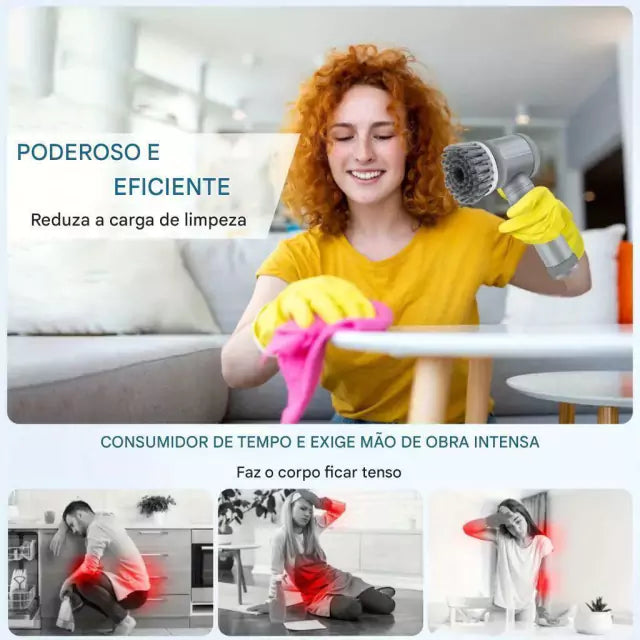 Escova Elétrica Sem Fio Spin Scrubber LA1 Pro 6 Cabeças Substituíveis