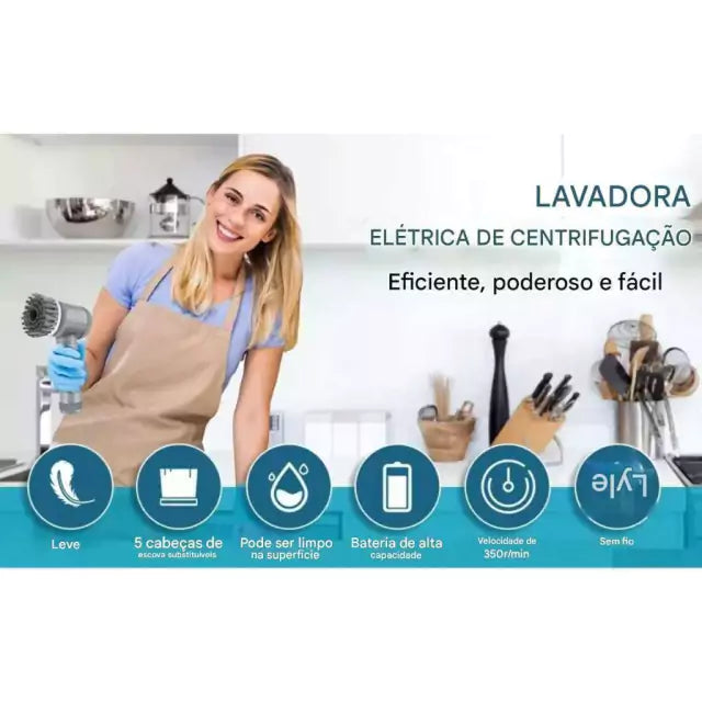 Escova Elétrica Sem Fio Spin Scrubber LA1 Pro 6 Cabeças Substituíveis